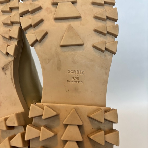 SCHUTZ womens Juany Eggshell Lug Sole side zip Combat & Moto Boots size 8.5 - Picture 13 of 14